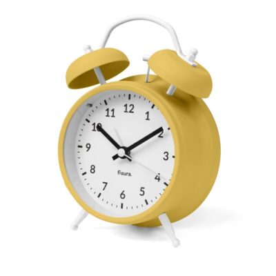 Reloj Despertador Retro Amarillo y Blanco